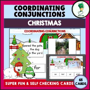 Winter Christmas Coordinating Conjunctions Task Cards - Boom Cards