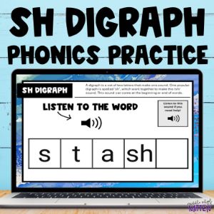 SH Consonant Digraphs Phonics Practice - Boom Cards