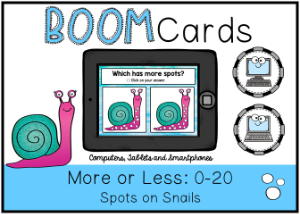More or Less 0-20: Spots on Snails - Boom Cards