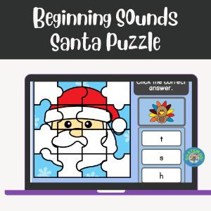 Santa Claus Color By Code beginning sounds - Boom Cards